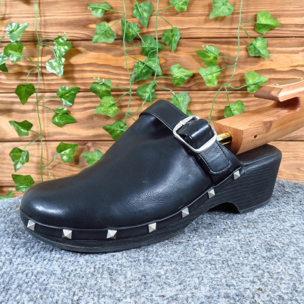 Torrid Studded Buckle Mules Womens Clogs Size 8WW Wide Width Black Edgy Punk
